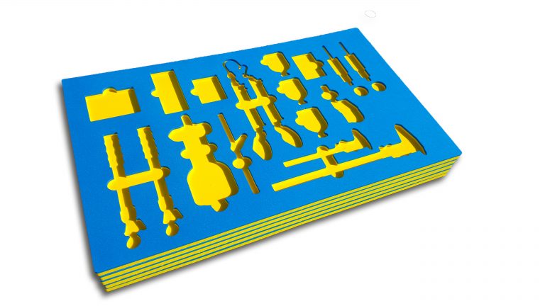 Two-tone XLPE foam tool tray