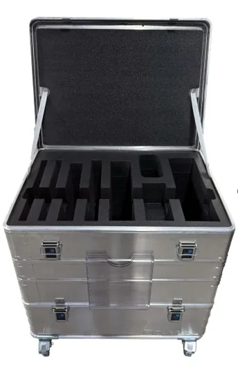 Aluminum transport case with custom foam dividers